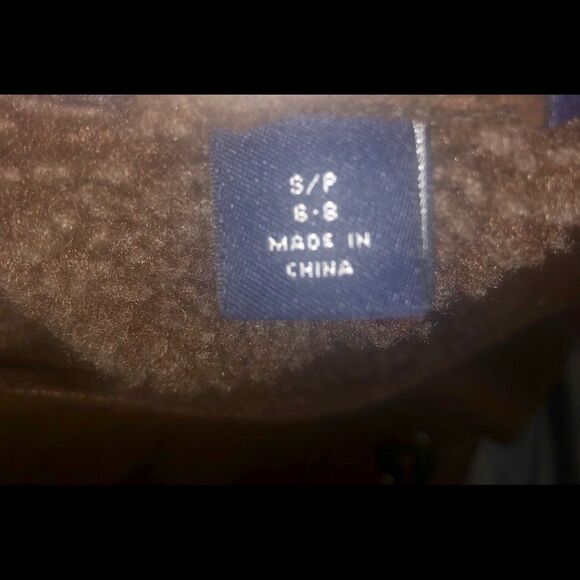 Lands End Brown Suede Fleece Knee LengthCoat S 6-8 - Picture 3 of 6